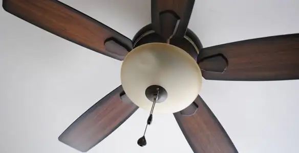 Fully installed ceiling fan with balanced blades and light fixture in Bakersfield, CA