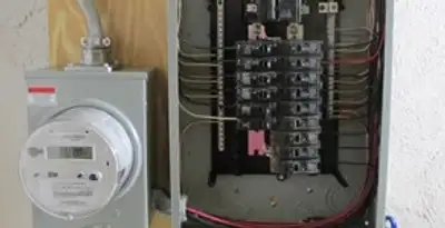 electrical panel upgrade service showing outdated electrical panel prepared for professional replacement in Bakersfield, CA