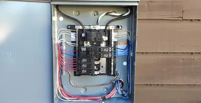 electrical panel upgrade service featuring newly installed electrical panel wired by licensed electricians in Bakersfield, CA