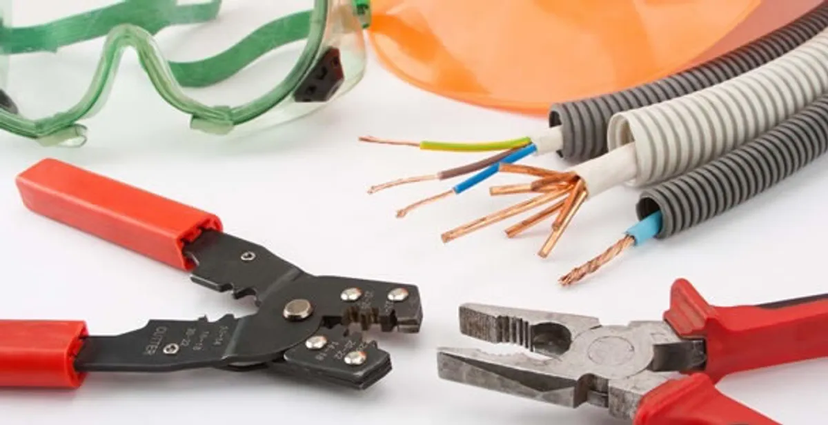 Electrical wiring repair with professional tools and safety equipment in Mc Farland, CA