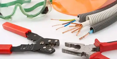 Electrical wiring repair with professional tools and safety equipment in Shafter, CA